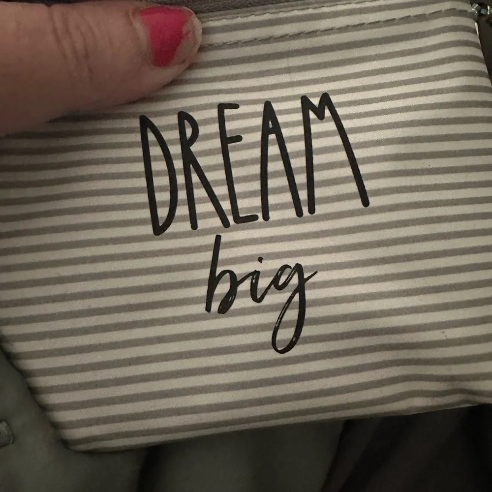 Thirty-One Gray Cosmetic Bag with Classic Stripes